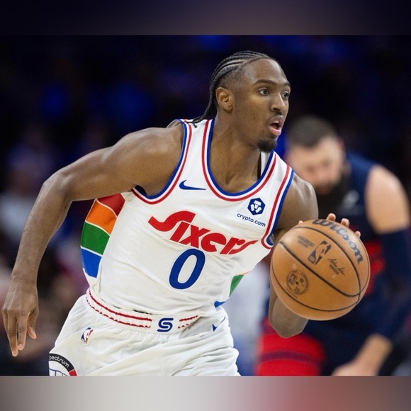 Nike Authentic Philadelphia 76ers Sixers NBA Tyrese Maxey #0 Jersey Men’s Sz L - Picture 3 of 9